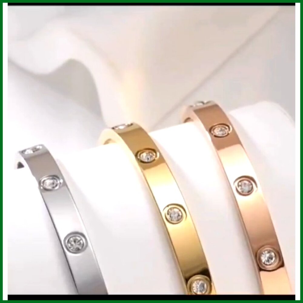 Stackable Bangle Bracelets Set Stainless Steel Go… - image 7